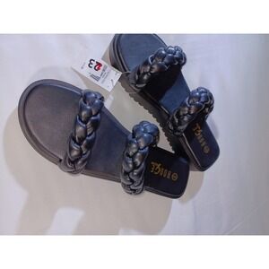 Rouge Helium Shoes Womens Size 9 Black Braided Slide Sandals R9-PERK